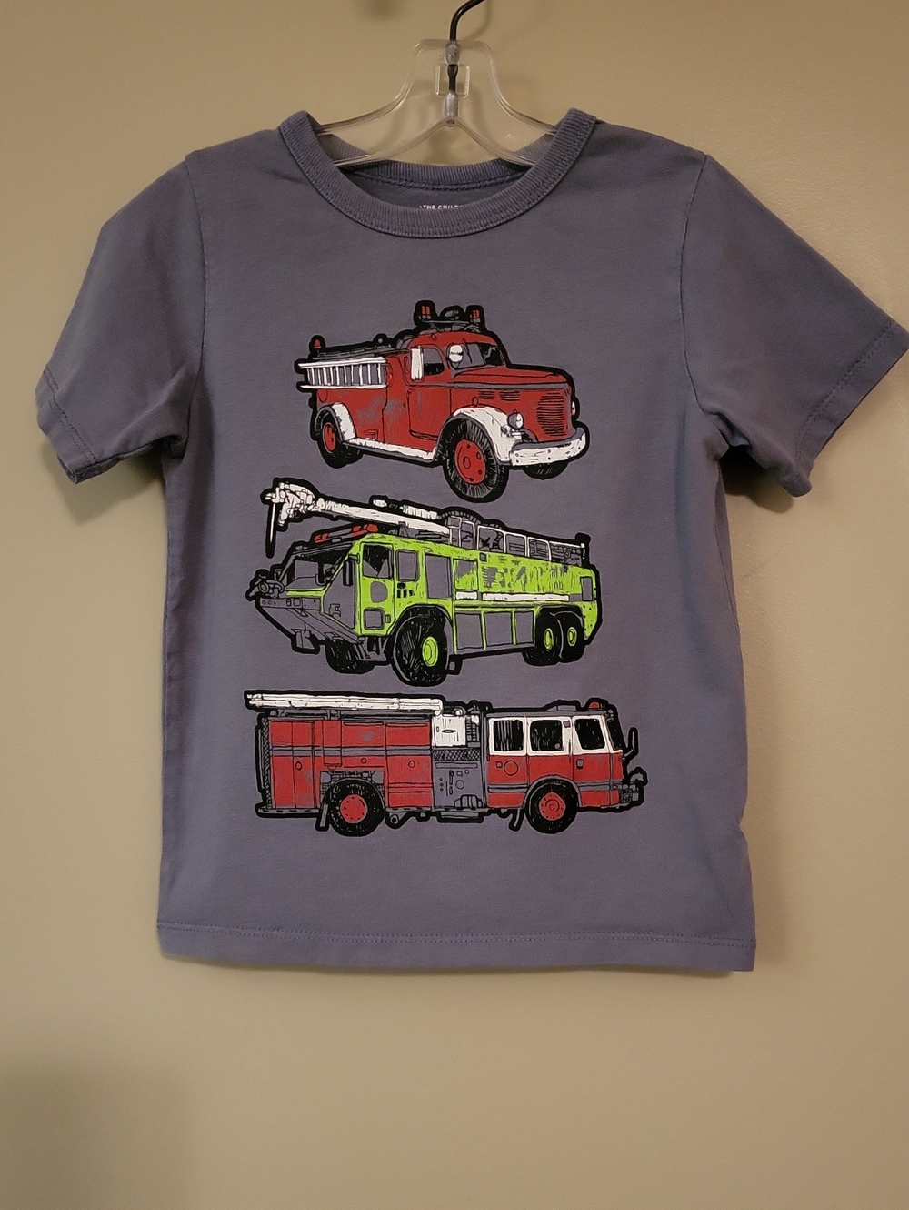 Grey firetruck short sleeve tee shirt
